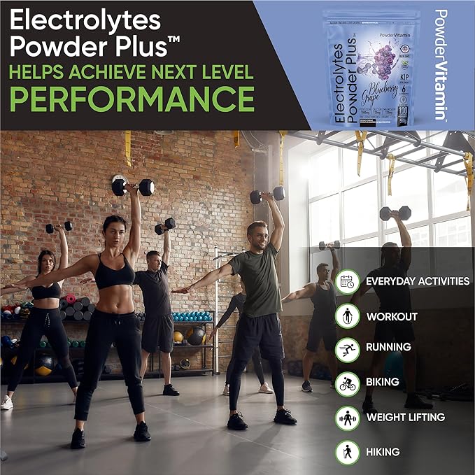 Electrolytes Powder Plus (100 Servings) Blueberry Grape Electrolyte Powder Sugar Free, Keto, 0 Sugar, No Maltodextrin, 1000mg Potassium,120mg Calcium,120mg Magnesium, Hydration