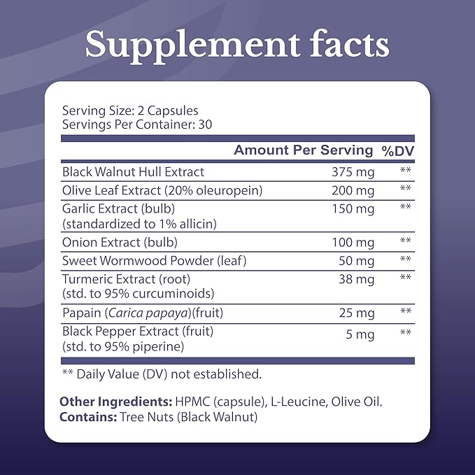 Cleanse24 - Intestinal Cleanse for Humans with Wormwood, Papaya, Black Walnut - Herbal Intestinal Cleanse, Gut Cleanse for Men & Women, 180 Capsules