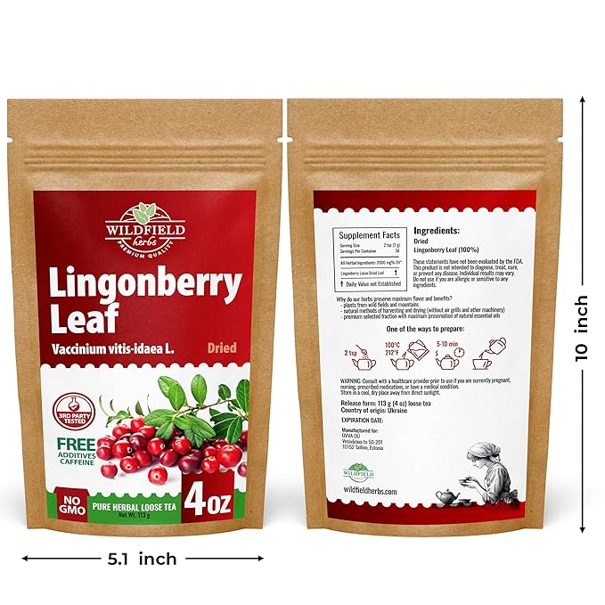 4 oz. Dried Cowberry Lingonberry Leaves Herbal Tea (Folium Vitis Idaea L.) - 113g Cowberry Leaf Herb Tea Hojas De Arándano Rojo (Arándano)