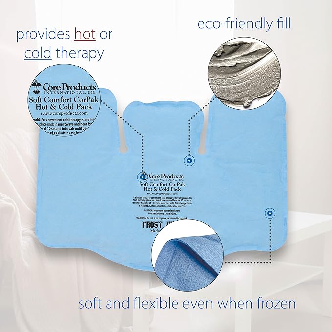 Core Products Soft Comfort CorPak – Reusable Hot & Cold Therapy Pack, Ice Pack for Injuries, No-Frost Compress for Muscle, Back & Joint Pain Relief – 11" x 15", Made in USA