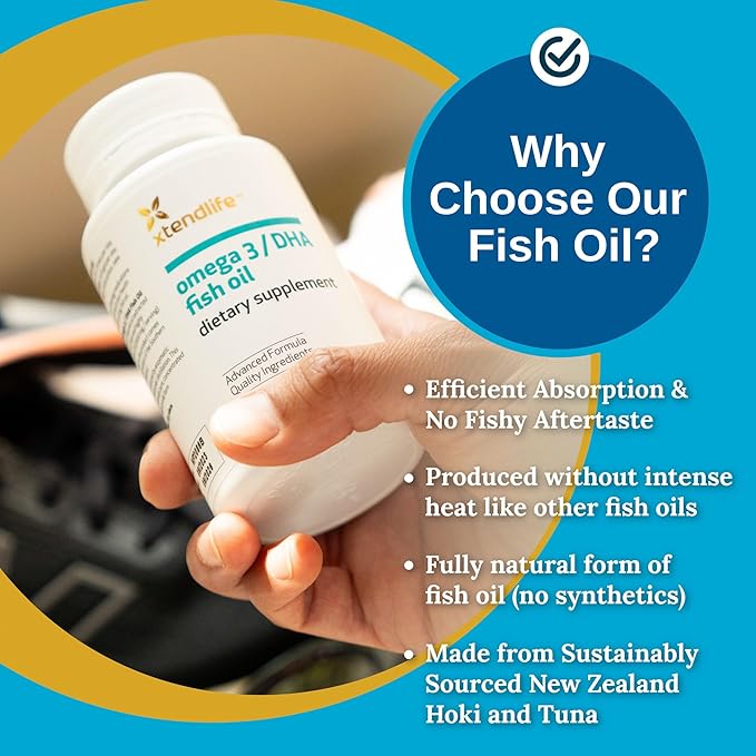 Xtendlife Omega 3 DHA Fish Oil - 1100mg with 700mg DHA and 300mg EPA - Omega 3 6 9 Supplement for Heart and Brain - 1 Month Supply (60 Count)