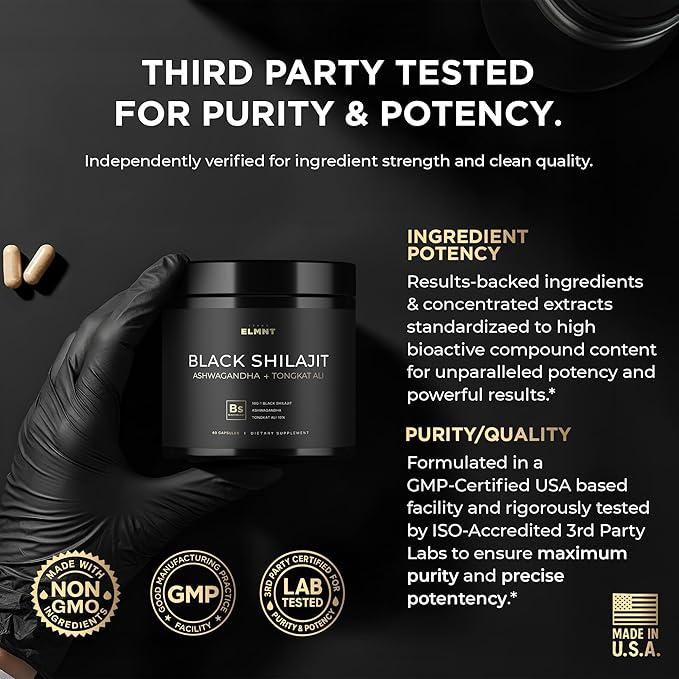 103,800mg Black Shilajit for Men 100x Strength w. Ashwagandha & Tongkat Ali 10% Extract - Ultra Pure Himalayan Shilajit Capsules 60% Fulvic Acid - Energy, Stamina & Performance Mens Health Supplement