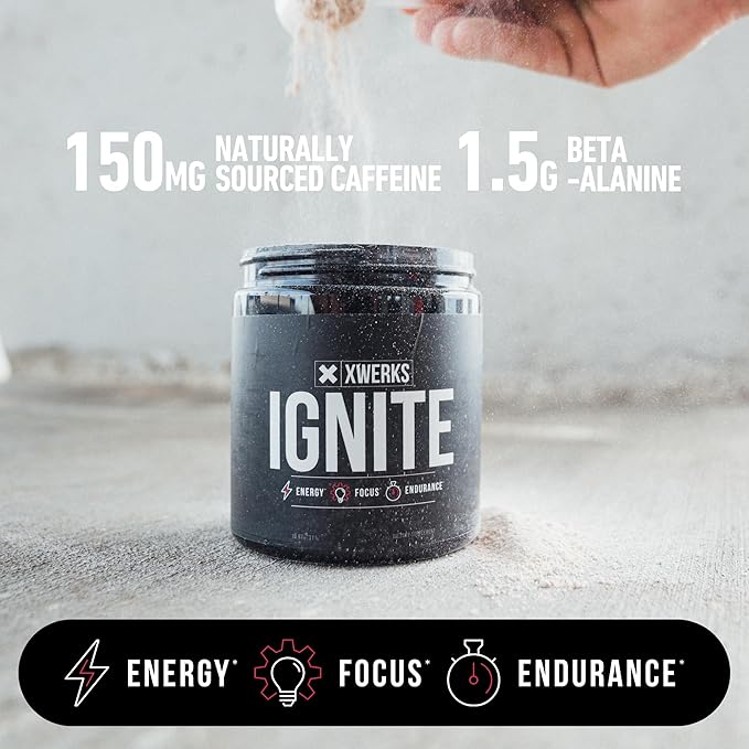 Xwerks Ignite Watermelon Pre Workout Powder, Natural Keto Pre Workout for Women and Men with Explosive Energy, Gluten Free Blend for Endurance and Stamina, 150mg Caffeine, 30 Servings