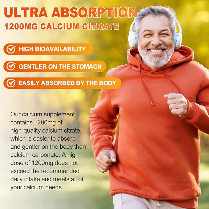 1200mg Calcium Gummies w/Vitamin D3 for Adults - High Absorption Calcium Supplement with Magnesium, K2, Copper, Boron, Zinc and Ashwagandha, Support Bone & Muscle, Sugar-Free for Women Men, 120 Count