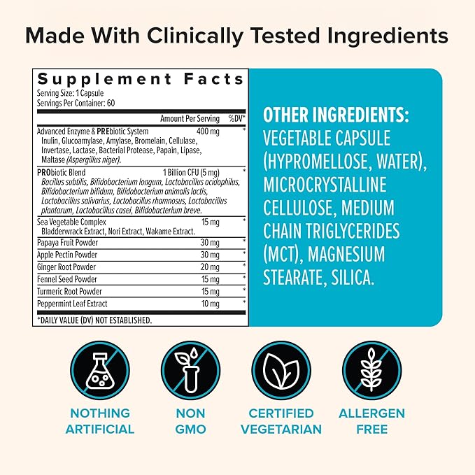 Zenwise Health Digestive Enzymes for Gut Health & Bloating Relief - Multi Enzymes Digestion Supplement with Probiotics, Bromelain & Papaya for Digestive Health Support - Men & Women - 180 Count