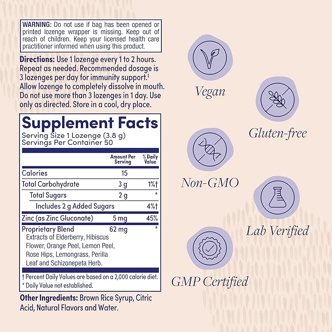 ZAND Immunity Elderberry Zinc Throat Lozenges 2-Pack - Good-for-You Dry Mouth Lozenges, Immune Support Supplement with Elderberry, Zinc 5mg - Soothe a Dry Throat, Natural Flavor, Gluten Free, 50ct ea