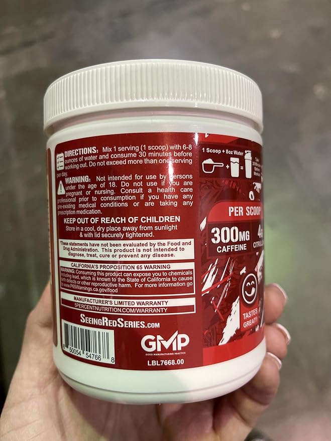 5% Nutrition Code Red Series Pre Workout Powder for Men & Women | Energy, Power, Protein Synthesis & Focus | 300mg Caffeine, L-Citrulline, Glycerol, Taurine, Alpha GPC, Huperzine (Italian Lemon Ice)