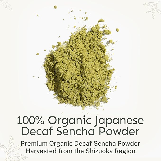 Yu Tea Decaf Organic Sencha Green Tea Powder, 30 Instant Packets | Rich in Antioxidants, EGCG, & L-Theanine | Pure Japanese First Harvest Leaf | Caffeine-Free & Unsweetened | Single Serve Sticks