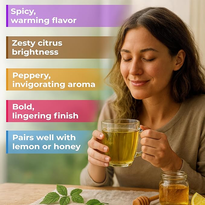 100 Bags Ginger Tea Ginger Root Tea Dry Dried Herb (Zingiber Officinale) - 100 Count 1.5g Bags Raíz De Jengibre