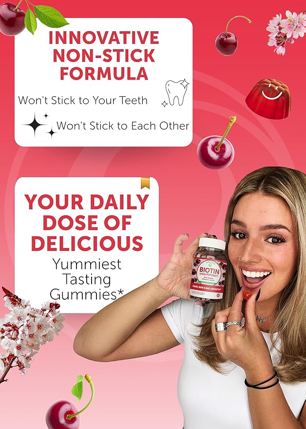 Lunakai USA Made Biotin Gummies 5000mcg with Vitamin C & E - Delicious Hair Skin Nails Vitamins for Women, Non-GMO, Hair Growth Supplement - 6 Pack