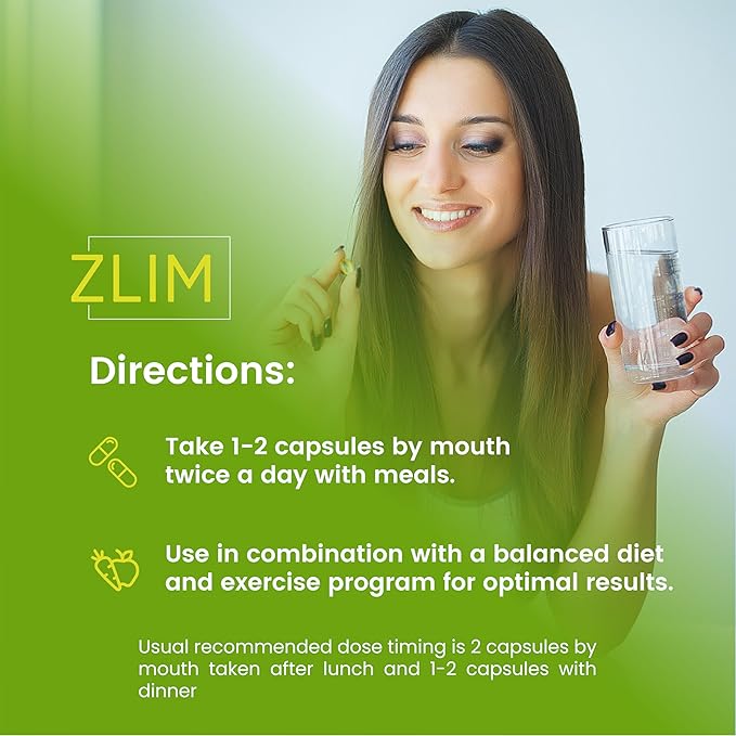 Zlim Appetite & Weight Supplement – Supports Healthy Digestion, Promotes Fiber & Antioxidant Intake, with Gymnema Sylvestre, Apple Pectin & Ashwagandha – All-Natural Ingredients (90 Veggie Capsules)