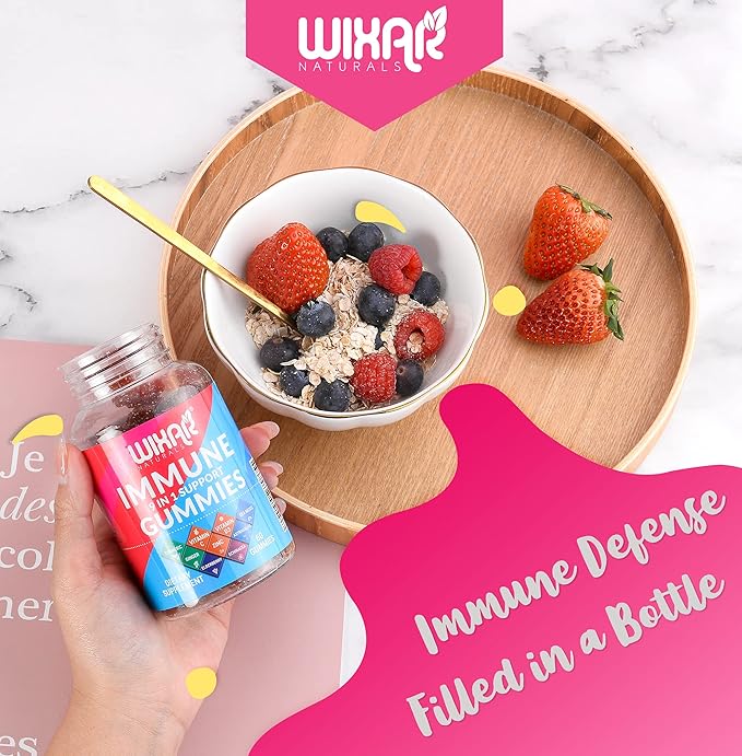 9 in 1 Immune Support Gummies with Elderberry, Vitamin C&D, Zinc, Turmeric, Ginger, Echinacea, Astragalus & Sea Moss for Immunity Supplement - 60 Gummies