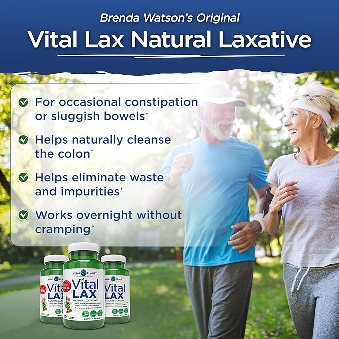 Vital Planet - Vital Lax Natural Laxative Cleanse Supplement for Occasional Constipation, with Magnesium Hydroxide, Slippery Elm, Aloe, and Triphala to Support Bowel Regularity 100 Capsules