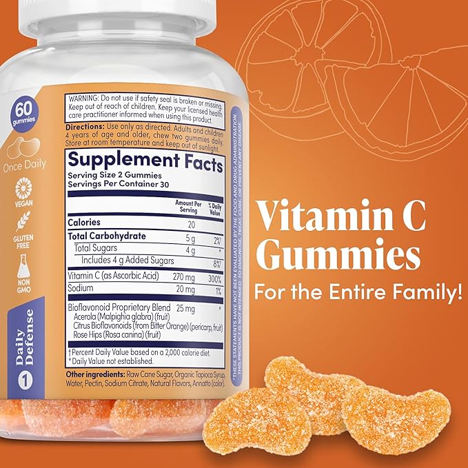 ZAND Immunity Orange Vitamin C Gummies, Wellness and Immune Support Supplement, Chewable Vitamin C w/Citrus Bioflavonoids, Rose HIPS and Acerola, Vegan, Gluten Free, 60-Day Guarantee, 30 Servings