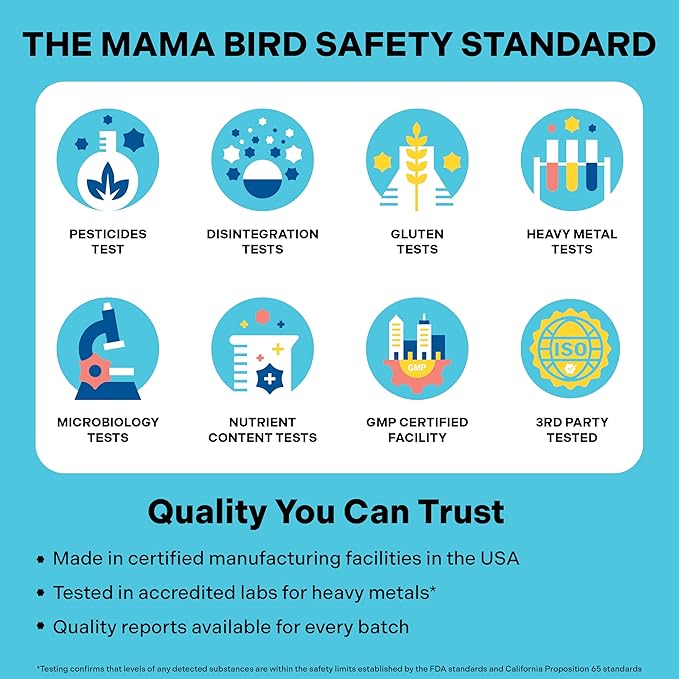 Mama Bird - Prenatal Multi+ No Iodine or Iron (30 Servings) Prenatal Vitamins for Women - 30+ Essential Nutrients, Baby Brain Health - L-Methylfolate & Probiotics - Vegan, Gluten Free, Non GMO