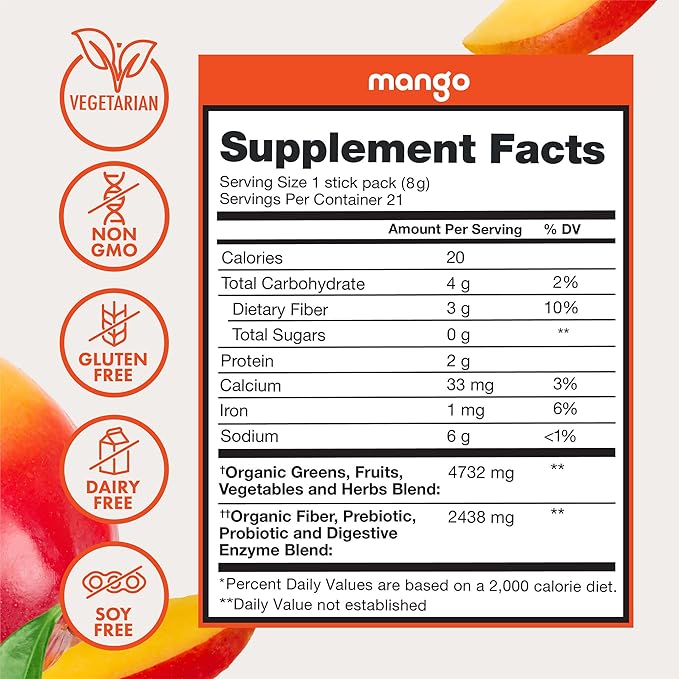 Zena Nutrition Organic Super Greens Powder Variety Pack, 70+ Superfoods, 0 Sugar, 3G Fiber, Spirulina, Chlorella, Antioxidants, Prebiotics/Probiotics, Digestive Enzymes, 21 Drink Mix Packets