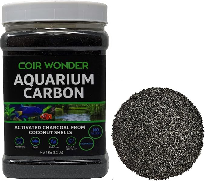 Activated Aquarium Charcoal – 1 Kg (2.2 Lb) – Activated Carbon from Coconut Shells – Filter Media Carbon for Fish Tank, Pond, Small Aquarium – Water Clarifier Granules for Filters