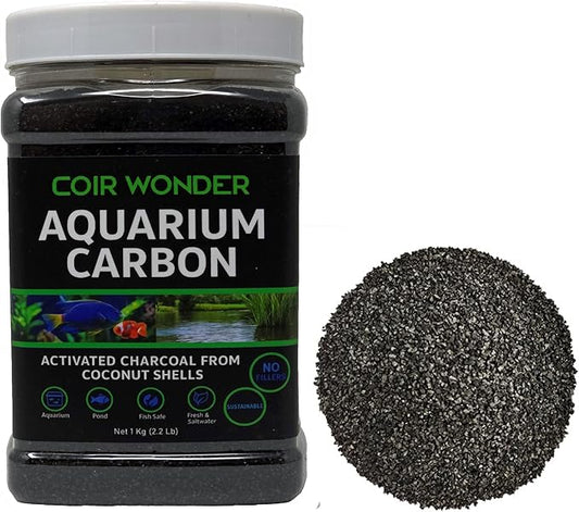 Activated Aquarium Charcoal – 1 Kg (2.2 Lb) – Activated Carbon from Coconut Shells – Filter Media Carbon for Fish Tank, Pond, Small Aquarium – Water Clarifier Granules for Filters
