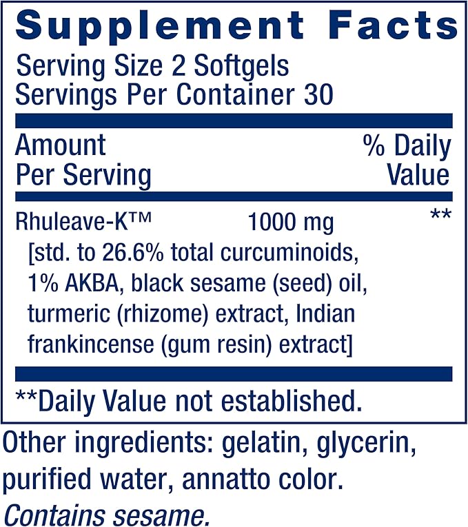 Life Extension Fast Acting Relief, Black Sesame Seeds, Turmeric, Boswellia, Joint Support Supplement, Quick Relief for discomfort in Bones, Joints & Muscles, Gluten-Free, Non-GMO, 60 softgels