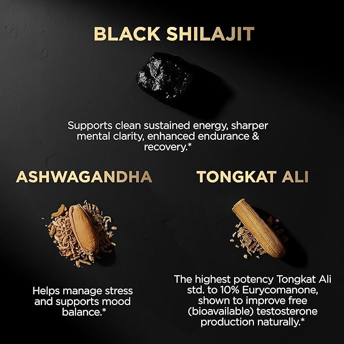 103,800mg Black Shilajit for Men 100x Strength w. Ashwagandha & Tongkat Ali 10% Extract - Ultra Pure Himalayan Shilajit Capsules 60% Fulvic Acid - Energy, Stamina & Performance Mens Health Supplement