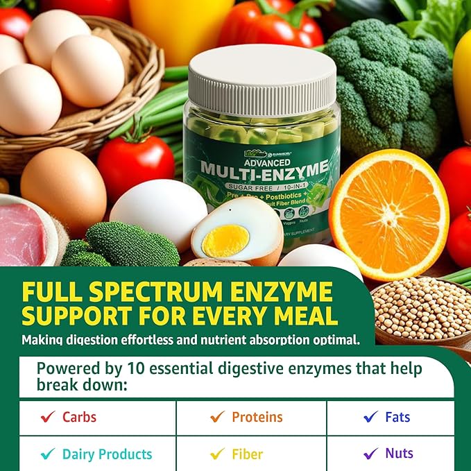 2Pack Digestive Enzymes Gummies for Women & Men, Multi-Enzymes with 90Billion CFU Probiotics and Prebiotics & Postbiotic, Vegetable & Fruit Fiber Blend, Super Enzymes for Digestive & Gut Health,Immune