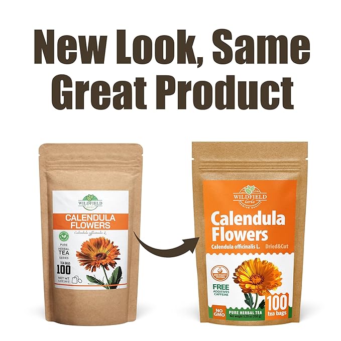 100 Bags Calendula Tea Dried Calendula Flowers Herb Tea (Caléndula Officinalis) - 100 Count 1.5 g Bags Kalendula