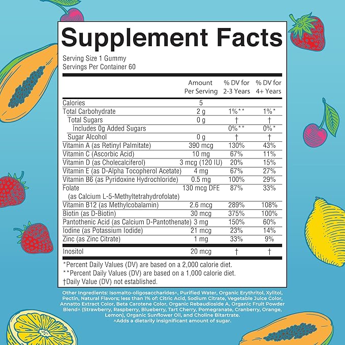 MaryRuth Organics Kids Vitamins | Multi | Sugar Free | 2 Month Supply | Kids Multivitamin Gummies for Ages 2+ | Vegan | Only 1 Gummy a Day | 60 Count