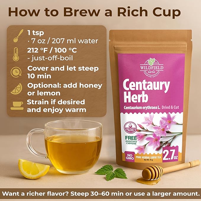 3 oz. Dried Centaury Herb Tea (Centaurium Erythraea L.) - 75g Centaurium Erythraea Herbal Tea Centauria Común