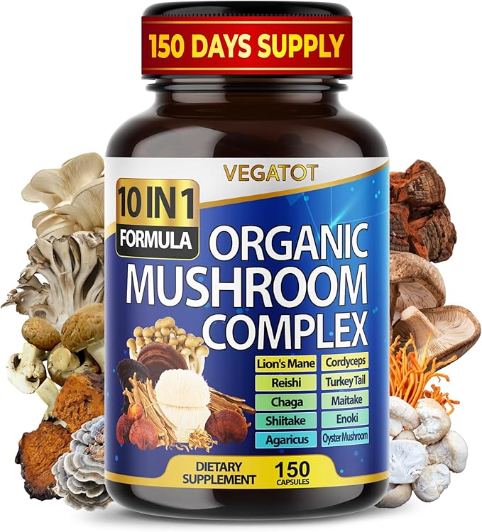 10 in 1 High Strength Mushroom Supplement - Lions Mane, Cordyceps, Reishi - Brain Supplements for Memory and Focus ** 5-Month Supply