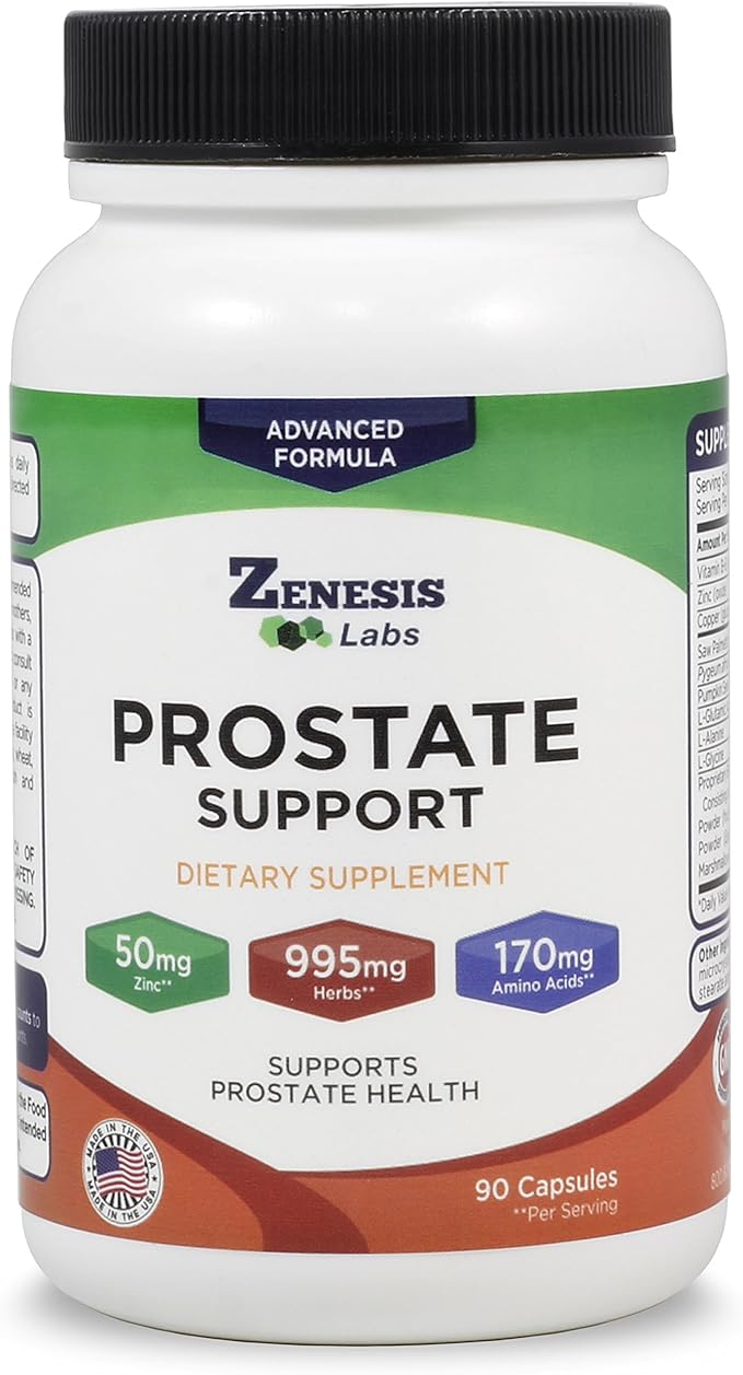 Zenesis Labs Prostate Health with Saw Palmetto - 90 Capsules - Also with Zinc, Copper, Pumpkin Seed, Burdock Root, Amino Acids, & Other Extracts - 45 Day Supply