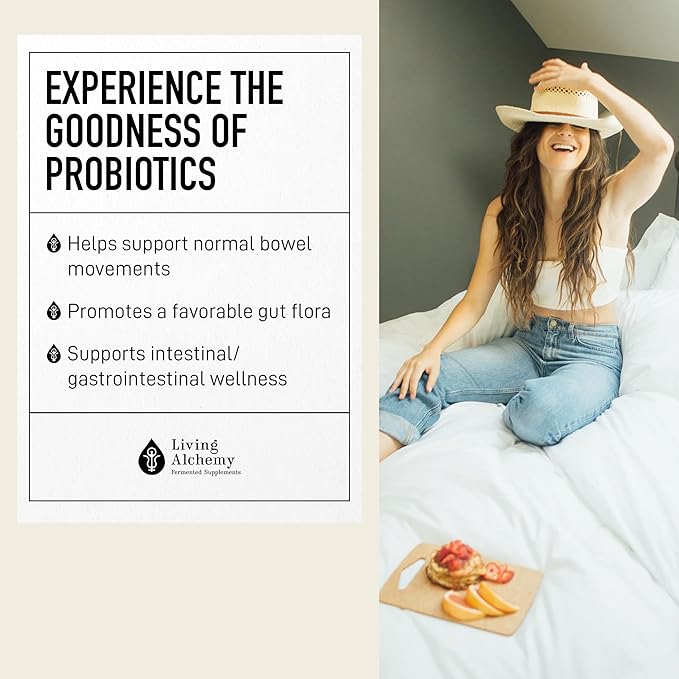 Living Alchemy Gut Health Supplements for Men & Women - Your Flora Probiotic Professional Digestion Supplement with Fermented Soybean, Prebiotics, Digestive Enzyme - Vegan, Non-GMO, 60 Pcs