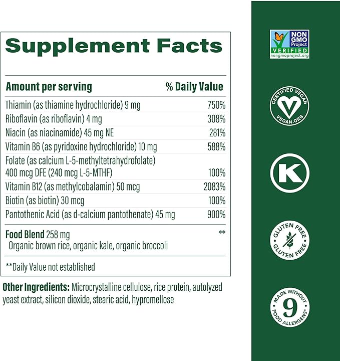 MegaFood Balanced B Complex - B Complex Vitamin Supplement - 8 B Vitamins Including Vitamin B6, Vitamin B12, Folate, Biotin & More - Supports Cellular Energy Production - Vegan, Gluten Free - 60 Tabs