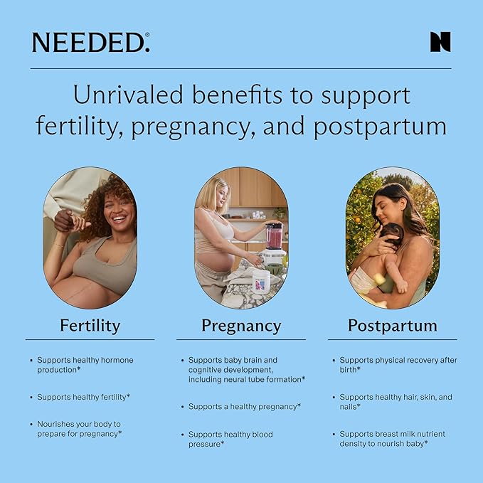 Needed. Vanilla Multivitamin Powder with Choline for Prenatal, Pregnancy, Breastfeeding, Postpartum | Expertly-Formulated & Third-Party Tested | 30-Day Supply