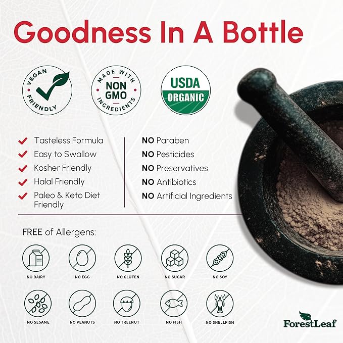 ForestLeaf Organic Beet Root Capsules - Beetroot Supplement 16000mg Strength 20:1 Extract Pills w/Ginger Grape Seed | Support Blood Pressure, Nitric Oxide, Flow, Circulation | Beets Powder - 120 Caps