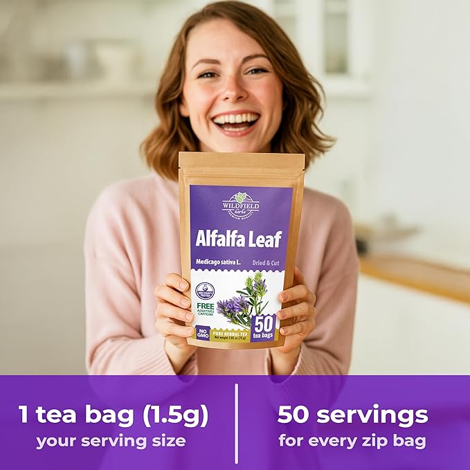 50 Bags Alfalfa Leaf Alfalfa Herb Tea (Medicago Sativa) - 24 Count 2g Tea Bags