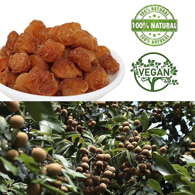 5 Pounds Natural Dried Longan, DABC OAK LAND 100% Fruit Meat, Premium Thailand Sun Dried Longan, Naturally Sweet, Healthy, Gluten-Free, Vegan, High in Vitamins, Dried Fruit Supplement 5bags of 1LB