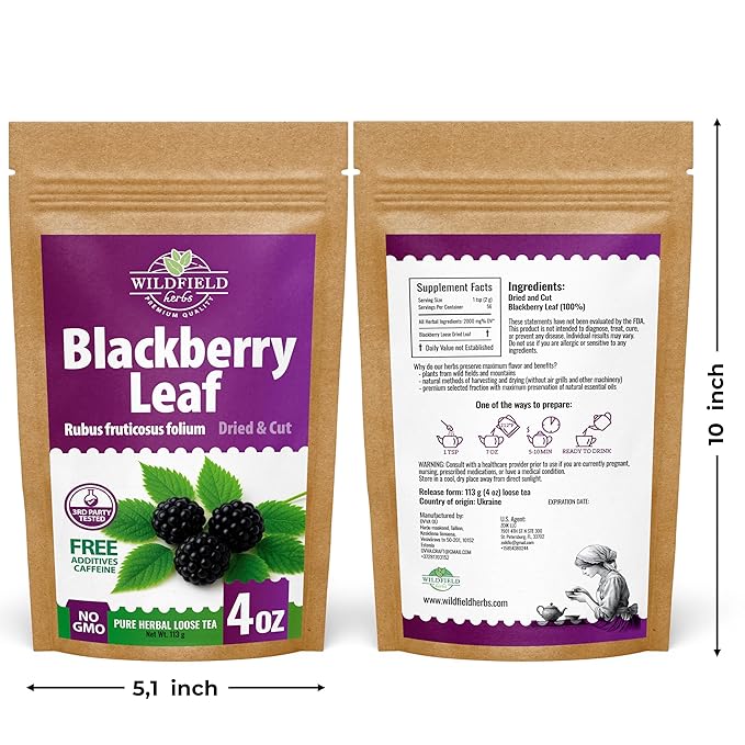 4 oz. Blackberry Leaf Herbal Tea (Rubus fruticosus) – 113g Dried Blackberry Leaf Tea Hojas de Zarzamora