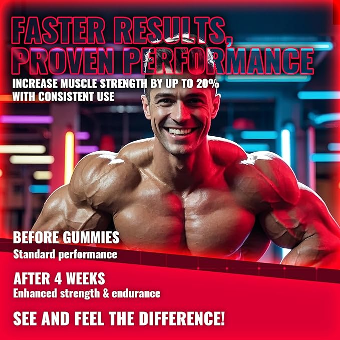 Zipvit Creatine Monohydrate Gummies (5g) – Pre-Workout Energy & Muscle Growth Support for Men & Women | Strawberry Electrolyte Gummies (135 Count)