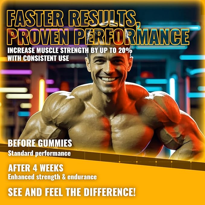 Zipvit Creatine Monohydrate Gummies (5g) – Pre-Workout Energy & Muscle Growth Support for Men & Women | Orange Electrolyte Gummies (135 Count)