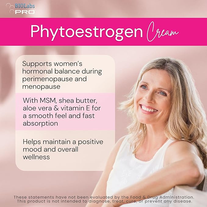 BIOLABS PRO Phytoestrogen Cream - Natural Plant Based Support, Hormone-Free Formula - Red Clover Extract, Black Cohosh & Soy Flavonoids - Two Month Supply - 3oz