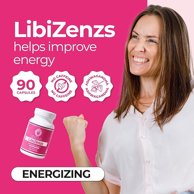 ZENZSUAL Libizenzs – Plant-Based Energy Support Supplement for Women – Caffeine-Free with Maca Root, Ashwagandha & Ginseng – Supports Daily Stamina, Focus & Well-Being – 90 Vegan Capsules