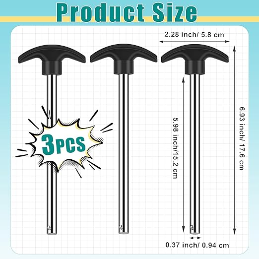 3PCS Weight Stack Pins, 6 " Locking Space Gym Pin Weight Stack Replacement for Lifting Machine Strength Training (3/8" Diameter)