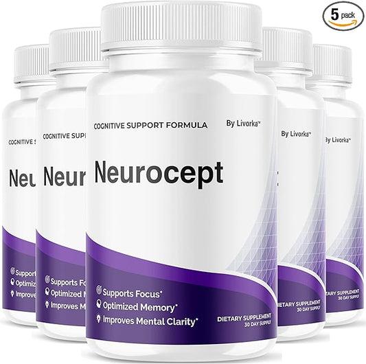 (5 Pack) Neurocept Brain Supplement Capsules - Official Neuro cept Brain & Memory Focus Support Advanced Formula, Neurocept Pills Daily Support for Overall Health & Wellness, 300 Capsules for 5 Months