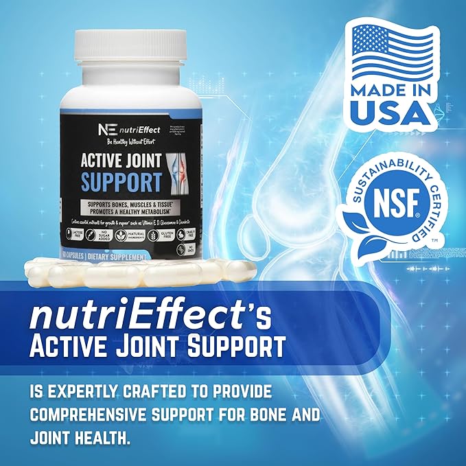 Active Joint Support Supplements | Supports Bones, Muscles & Tissue | Promotes a Healthy Metabolism | Natural Ingredients - Essential Nutrients for Growth & Repair | 60 Count