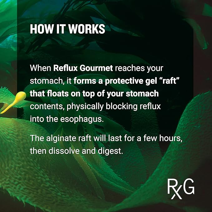 REFLUX GOURMET Natural Heartburn Acid Reflux Relief Support Supplement for GERD, LPR, Indigestion, Aid for Intermittent Fasting, Alginate Therapy, Single Serve 25 Pack, Mint Chocolate/Vanilla Caramel