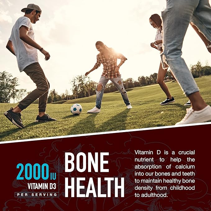 YUM-V'S Strong Earth Organic Vitamin D3 Gummies for Adults, (2000 iu Vitamin D 3 per Serving - 60 Count) for Bone & Immune Support, Vegan Chewable - Strawberry/Raspberry (60 Count)