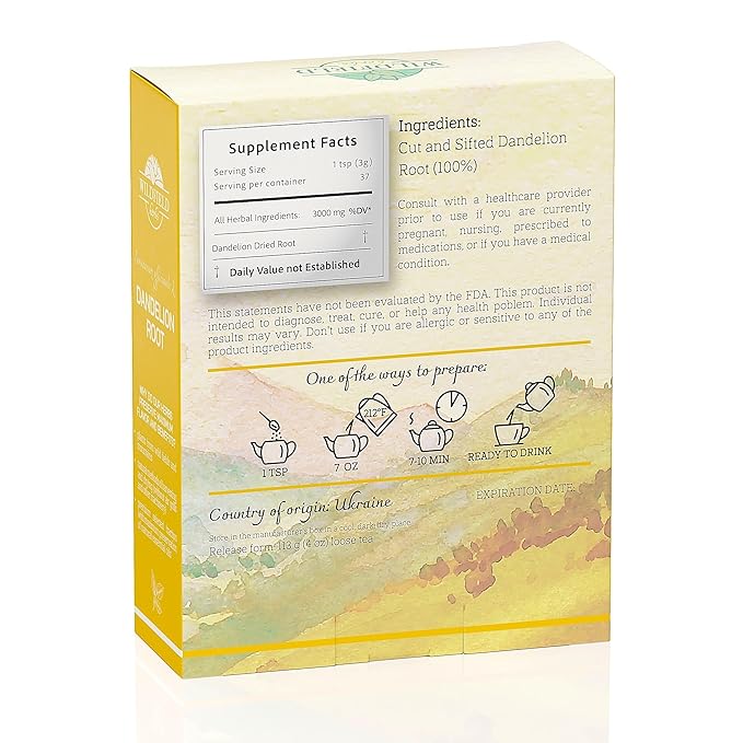 4 oz. Dandelion Root Tea Dandelion Tea Herbal (Taraxacum Officinale) - 113g Herb Raíz De Diente De León