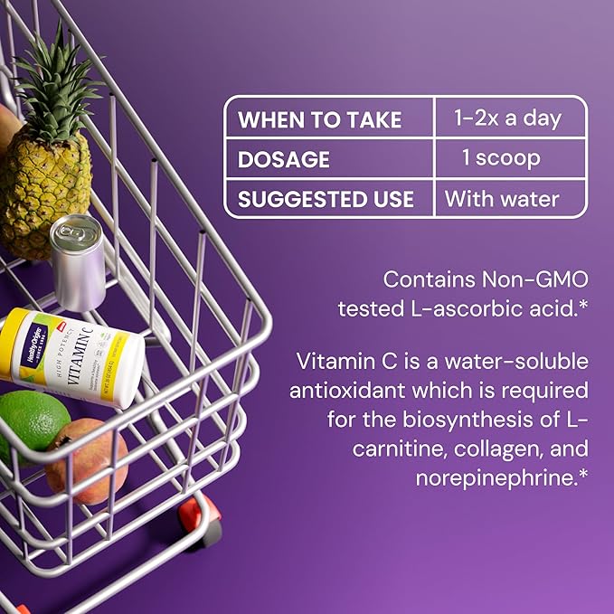 Healthy Origins Vitamin C Powder 1,000 mg (Non-GMO Tested, High Potency, Immune Support, Vegan) 16 Oz