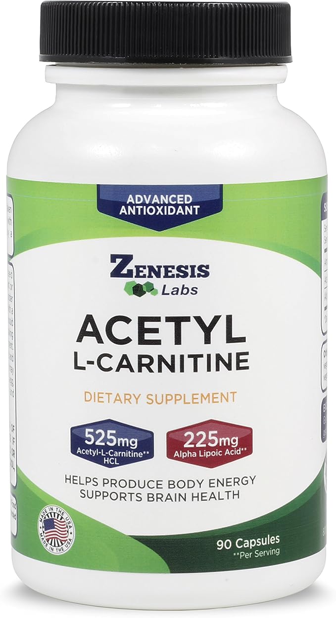Zenesis Labs Acetyl L-Carnitine with Alpha Lipoic Acid Bulk 3-Bottle, 270 Capsule Supply (90 Capsules/Bottle)