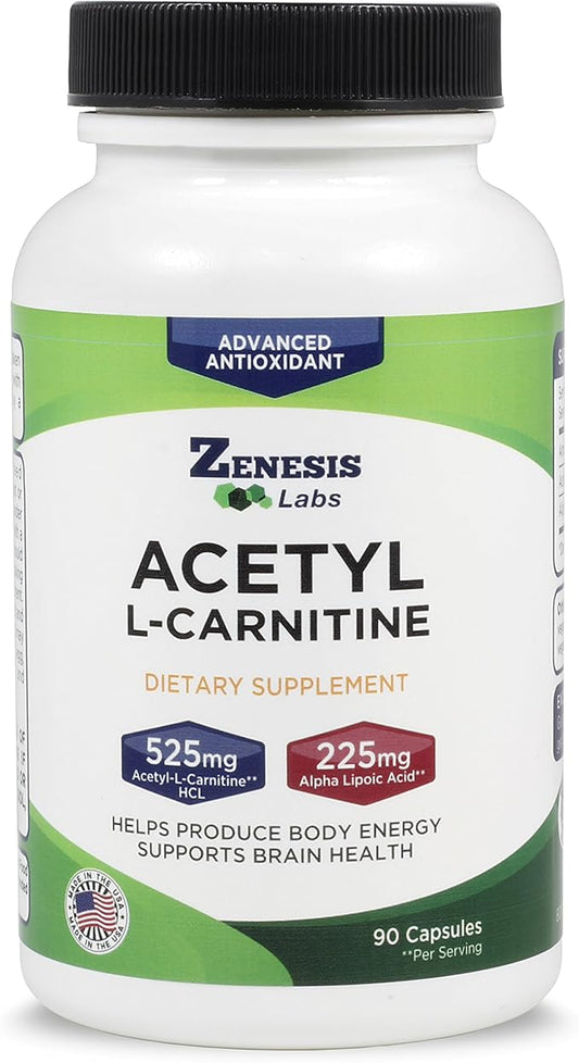 Zenesis Labs Acetyl L-Carnitine with Alpha Lipoic Acid Bulk 3-Bottle, 270 Capsule Supply (90 Capsules/Bottle)